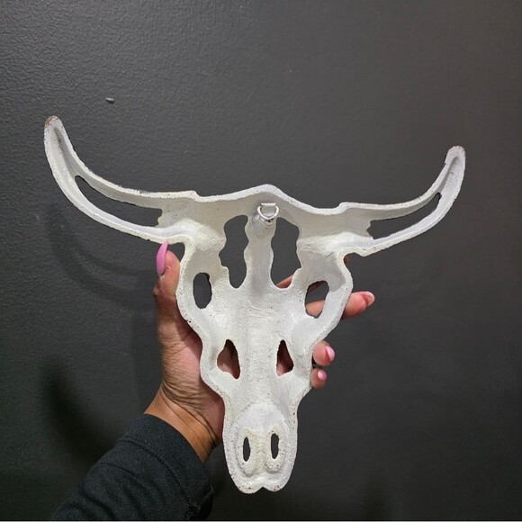 Cast Iron Metal Longhorn Steer Cow Skull Wall Plaque Rustic Western Desert - Picture 6 of 9